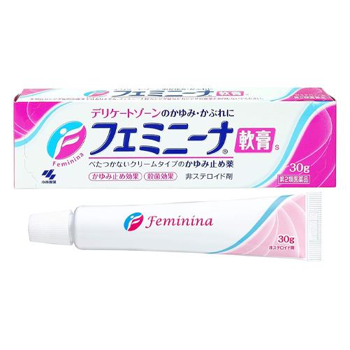「小林製薬 フェミニーナ軟膏S 30g」は、デリケートゾーンのかゆみ・かぶれに、べたつかないクリームタイプのかゆみ止め薬です。生理時・おりものによるかゆみ、下着かぶれ、汗ムレによるかゆみなどにお使いく