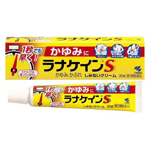 「小林製薬 ラナケインS 30g」は、汗ムレ・カサカサ肌・下着のしめつけ・虫刺され・繊維刺激のかゆみににスースーしないかゆみ止めです。しみないクリーム。ステロイドは使っていません。 ■関連ワード：かゆ