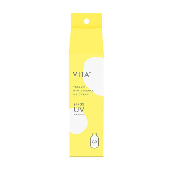 「G9 VITA UYU ESSENCE UV CREAM 25g」は、韓国発G9シリーズのコンセプト成分である「UYU（乳タンパクエキス）」をベースに開発されたSPF35 PA+++のUVトーンアッ