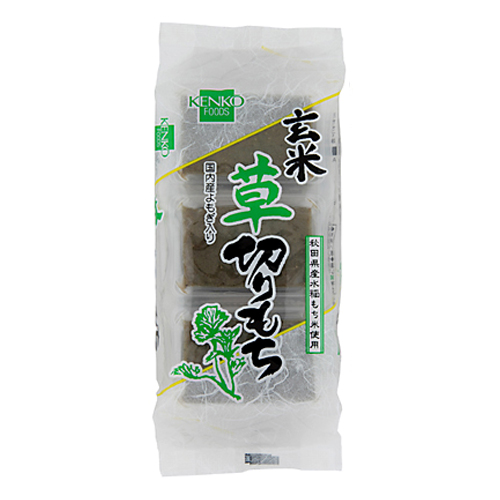 「国内産 玄米草切りもち 400g」は、秋田県で栽培した水稲もち米に、青森県産よもぎを加え、昔ながらの杵でつきました。玄米とよもぎの風味豊かな味わい深いお餅です。 ■商品コード：kin-6052 ■J