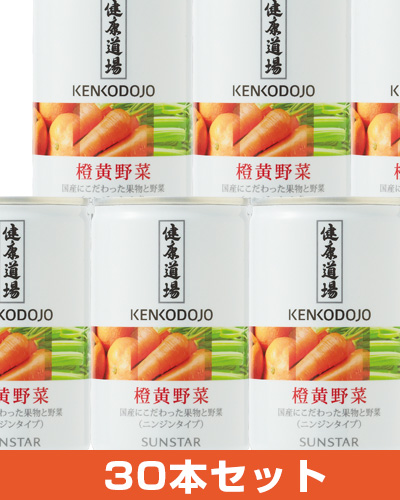 「健康道場 果汁入り橙黄野菜 160g×30本入」は、濃縮還元は一切使用せず、しぼったままのストレートの野菜汁と果汁だけで作った爽やかなキャロットタイプのジュースです。野菜5種類と果物3種類をブレンド